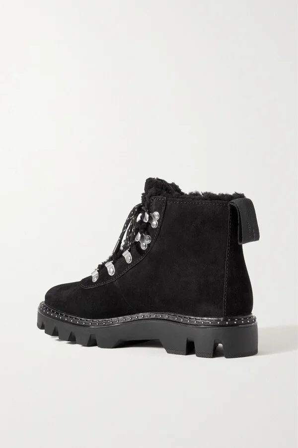 RAG & BONE - Quest Shearling-lined Suede Ankle Boots - Black - Image 3