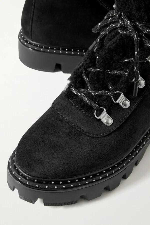 RAG & BONE - Quest Shearling-lined Suede Ankle Boots - Black - Image 4