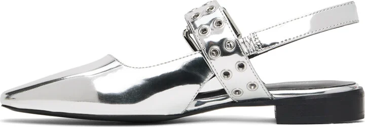 rag & bone Silver Astra Slingback Slippers - Image 3