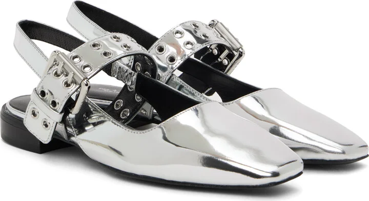 rag & bone Silver Astra Slingback Slippers - Image 4