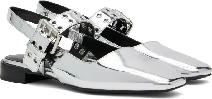 rag & bone Silver Astra Slingback Slippers - Image 4