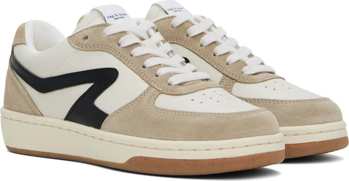 rag & bone Taupe & Off-White Retro Court Sneakers - Image 4
