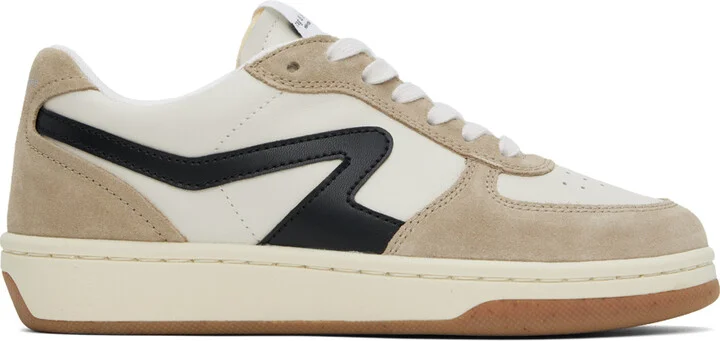 rag & bone Taupe & Off-White Retro Court Sneakers