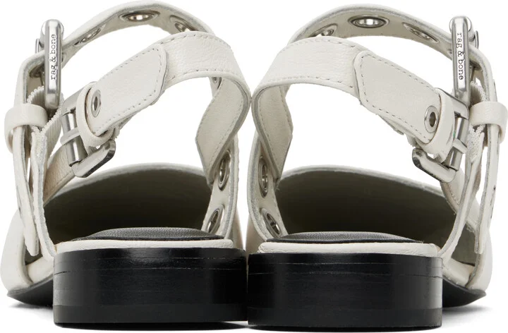 rag & bone White Moto Astra Leather Slingback Slippers - Image 2