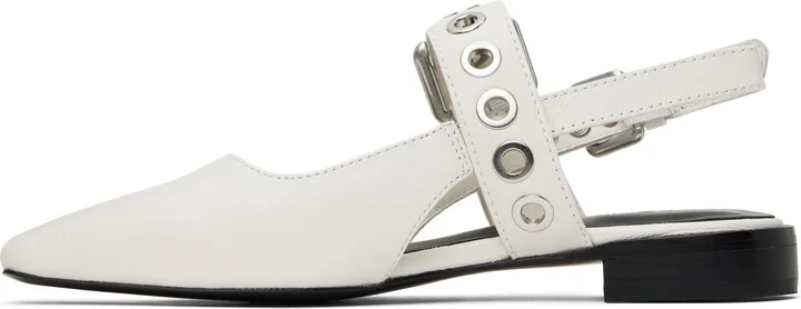 rag & bone White Moto Astra Leather Slingback Slippers - Image 3