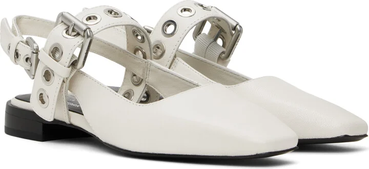 rag & bone White Moto Astra Leather Slingback Slippers - Image 4