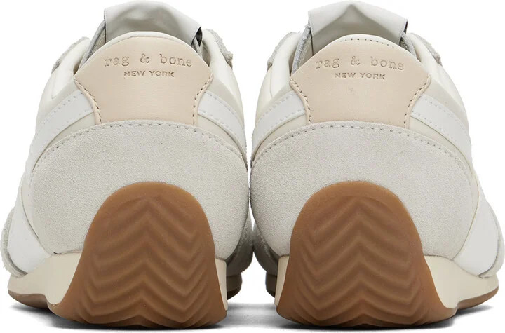 rag & bone White Slim Suede Retro Runner Sneakers - Image 2