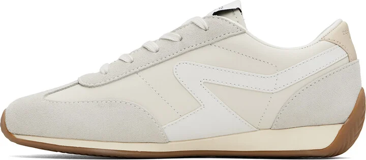 rag & bone White Slim Suede Retro Runner Sneakers - Image 3