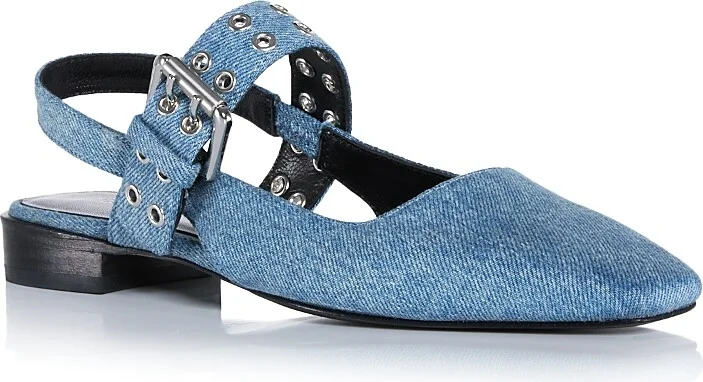 rag & bone Women's Astra Denim Slingback Flats