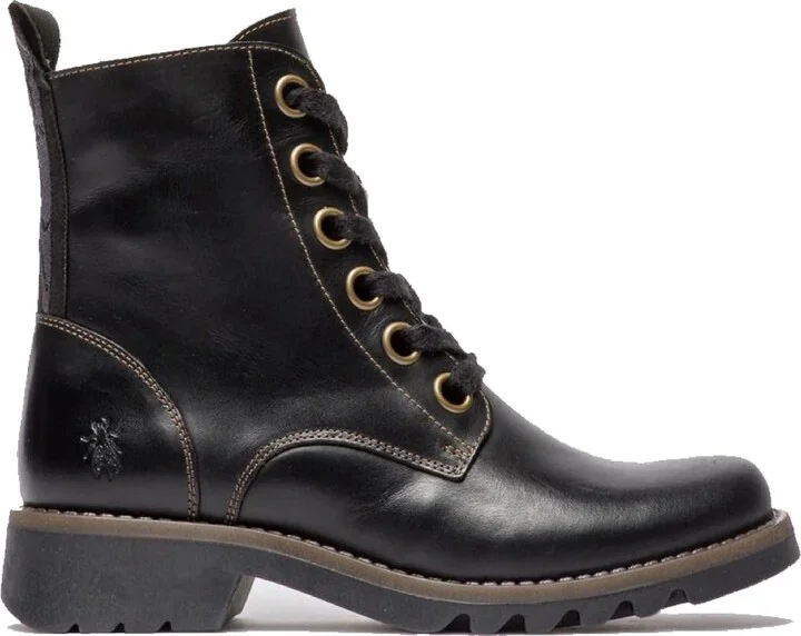 RAGI539FLY - Women's Lace Up Rug Leather Ankle Boots