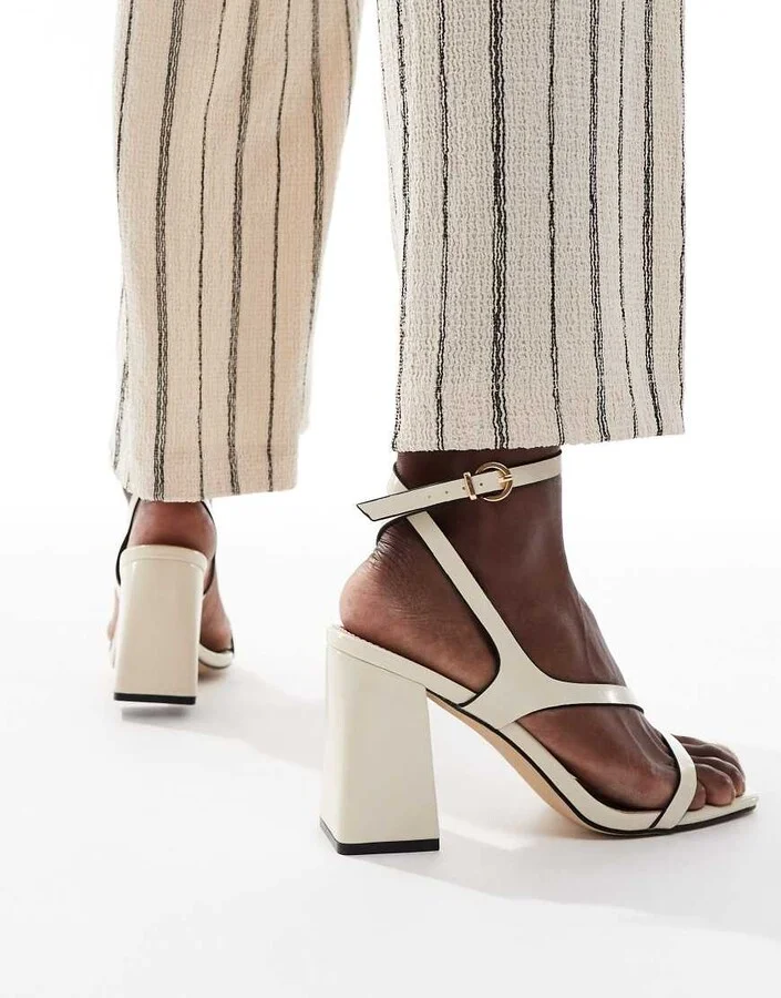 RAID Aubrey block heeled sandals in off white PU - Image 3