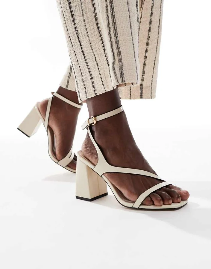 RAID Aubrey block heeled sandals in off white PU