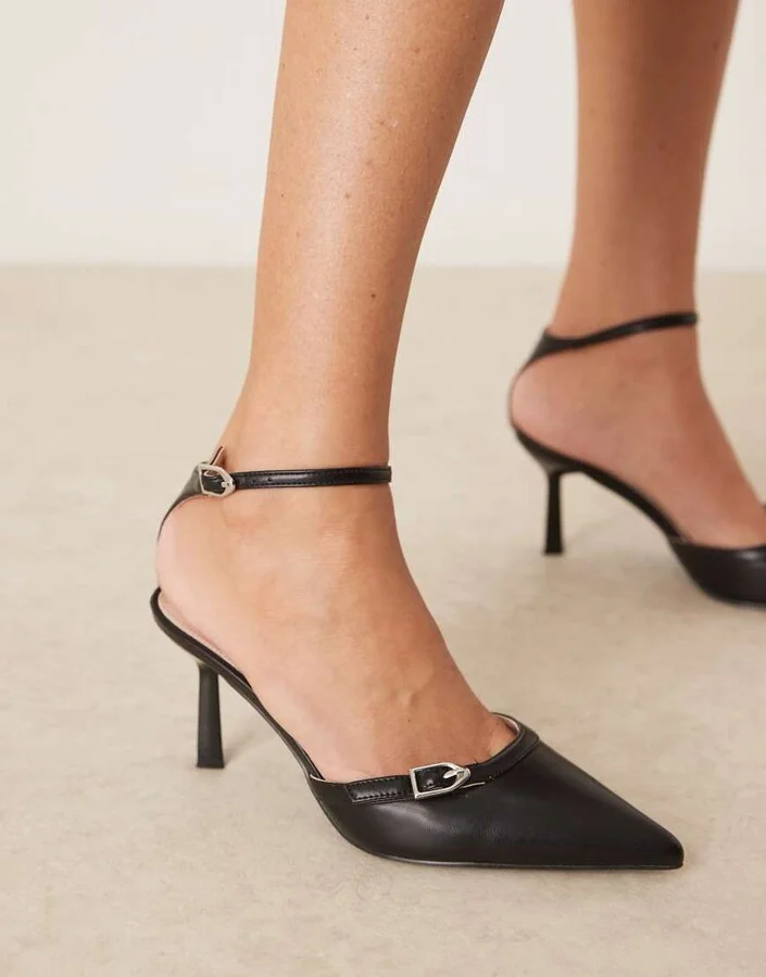 RAID Bexlie kitten heel shoes with buckle in black - Image 3