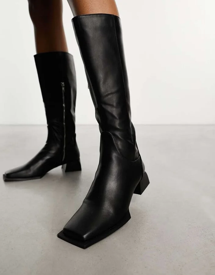 RAID Elixir knee boots with square toe in black - Image 2