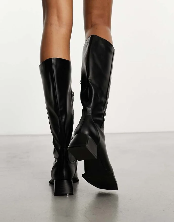 RAID Elixir knee boots with square toe in black - Image 3