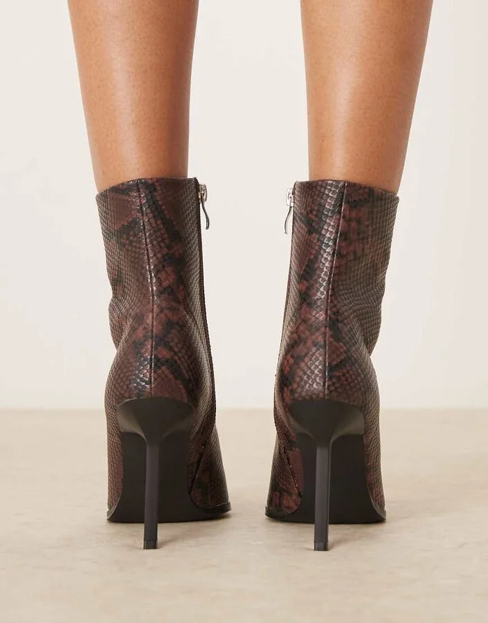 RAID Elvio heeled ankle boots in snake - Image 2