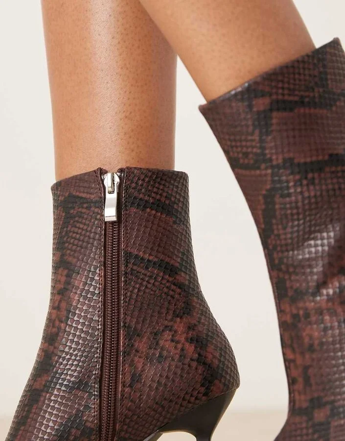 RAID Elvio heeled ankle boots in snake - Image 3