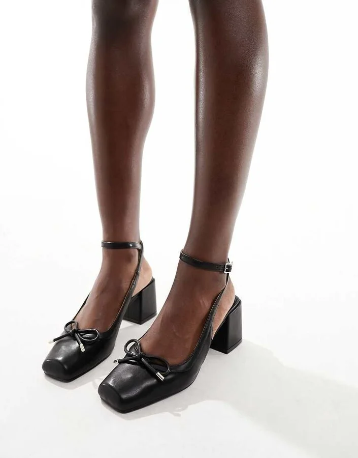RAID Emilia ballet low block heels shoes in black