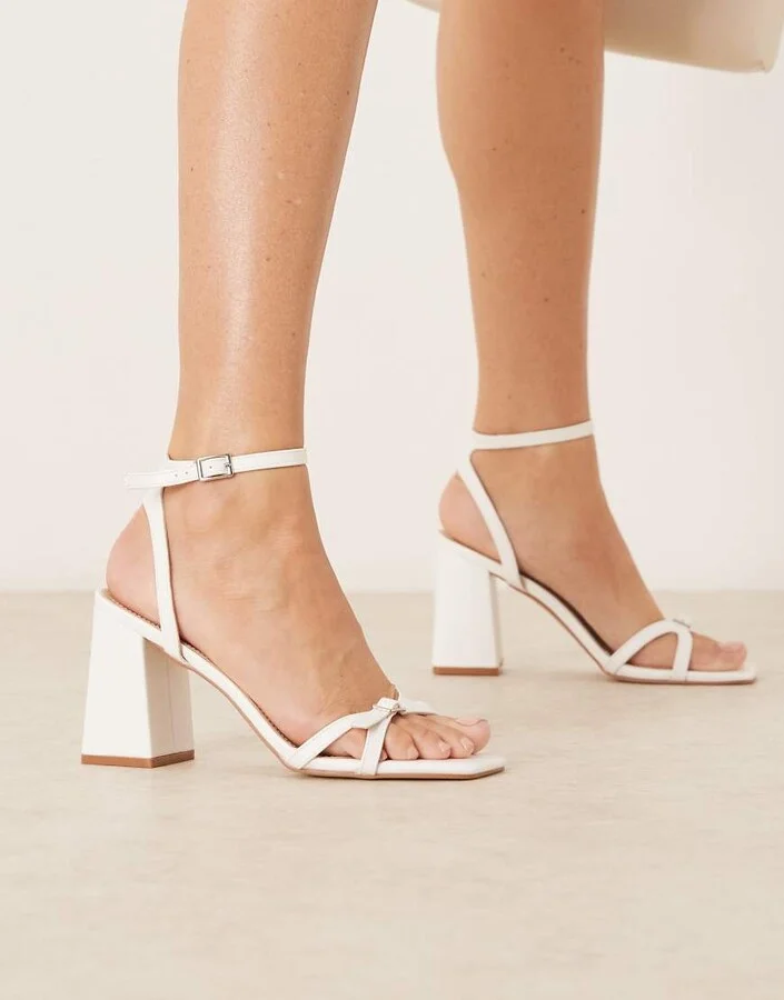 RAID Ilaa block heeled sandals with buckle detail in white