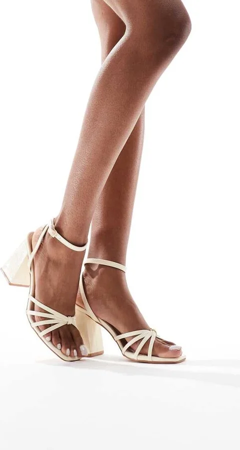 RAID Iveyy block heeled strappy sandals in butter yellow - Image 2