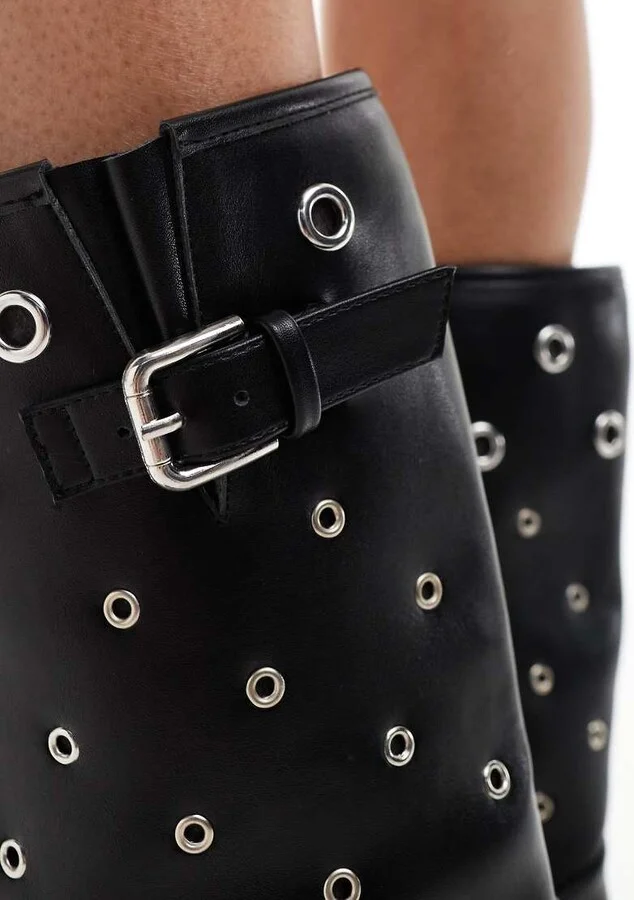 RAID Jaanvi moto knee boots with grommets in black - Image 3