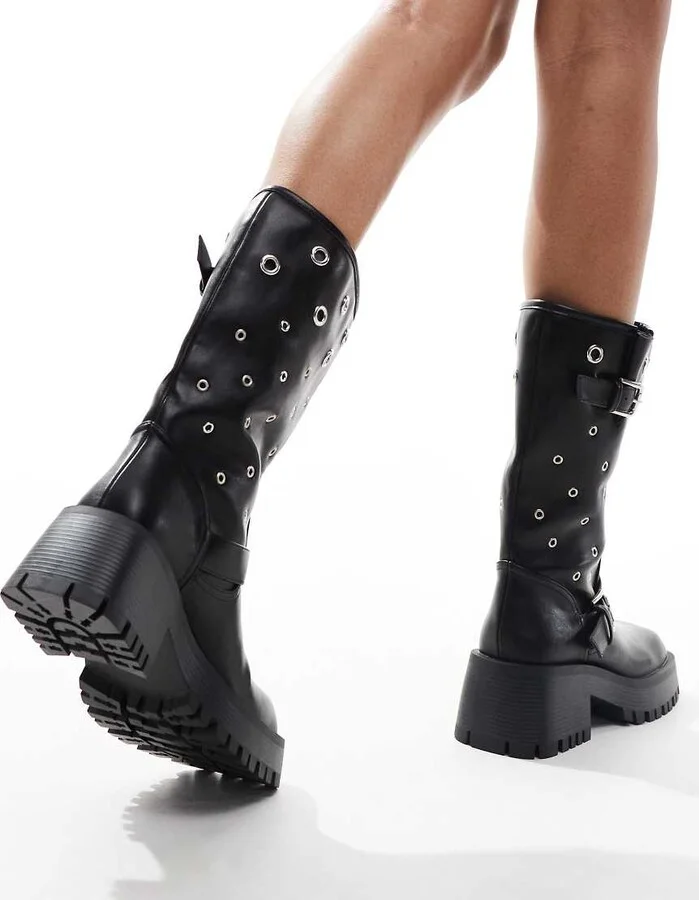 RAID Jaanvi moto knee boots with grommets in black - Image 4