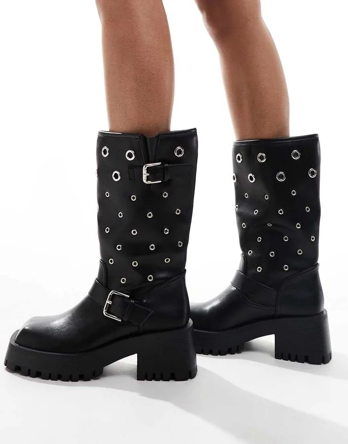RAID Jaanvi moto knee boots with grommets in black