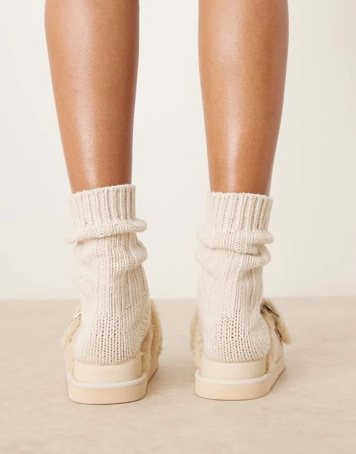 RAID Kylie teddy mules in beige - Image 2