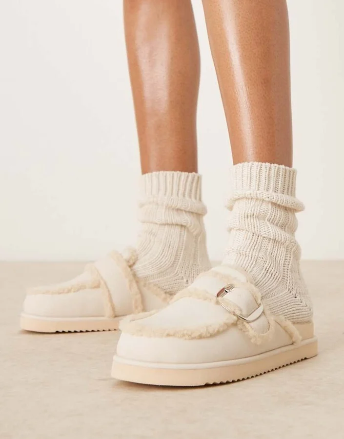 RAID Kylie teddy mules in beige