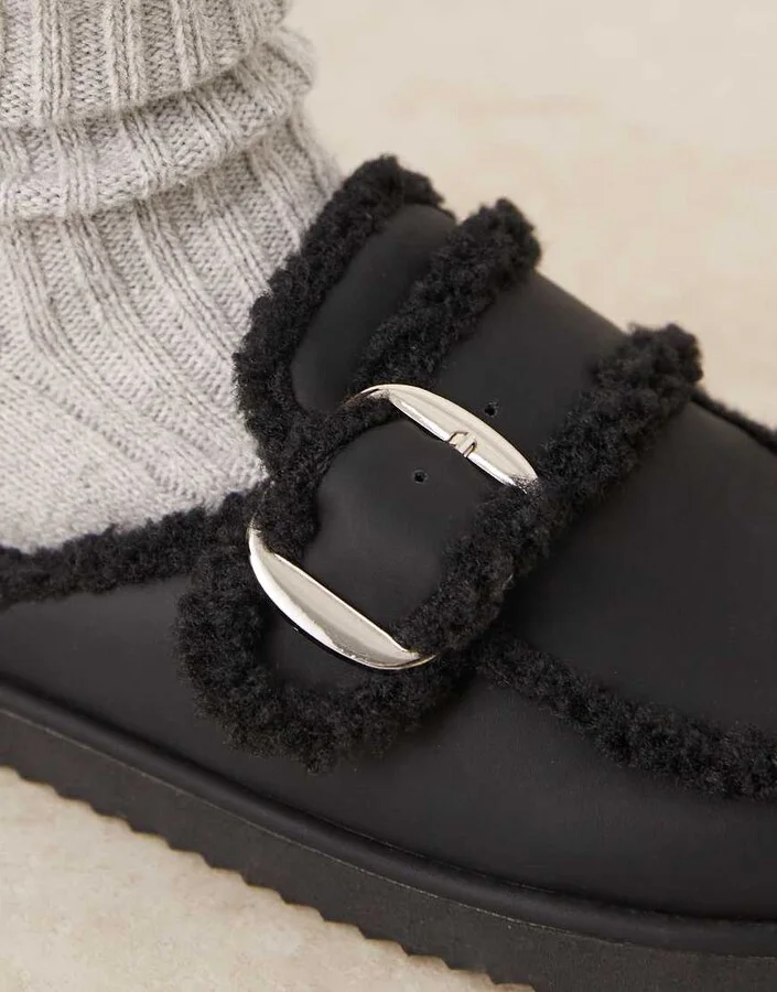 RAID Kylie teddy mules in black - Image 2
