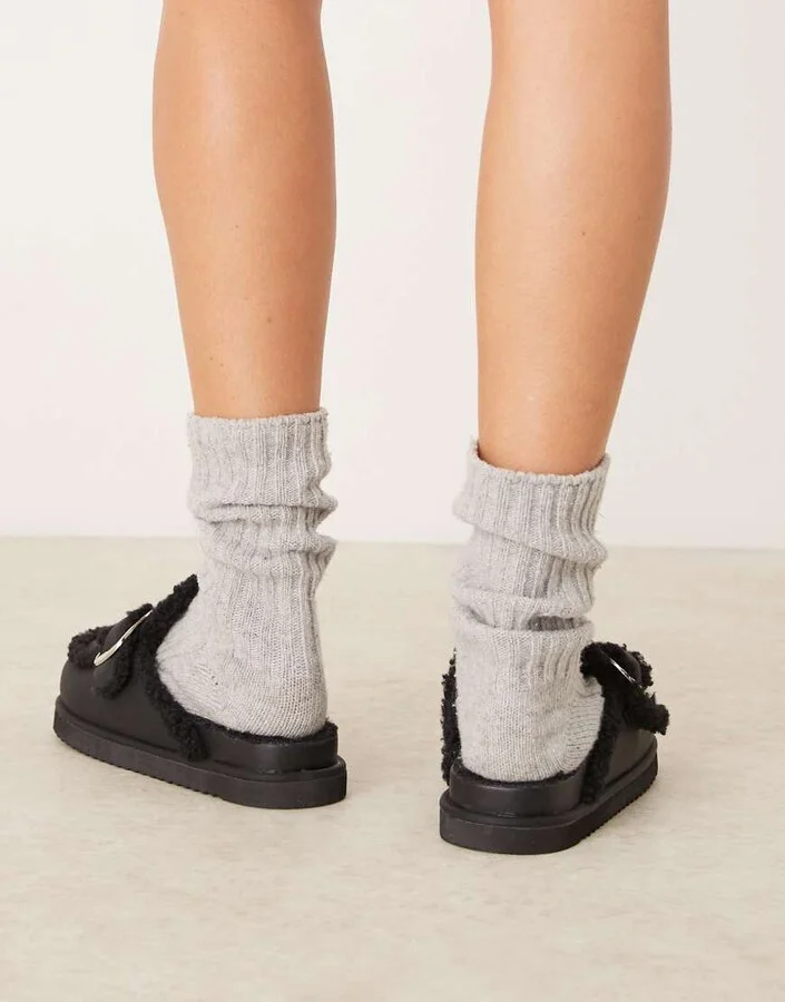 RAID Kylie teddy mules in black - Image 3
