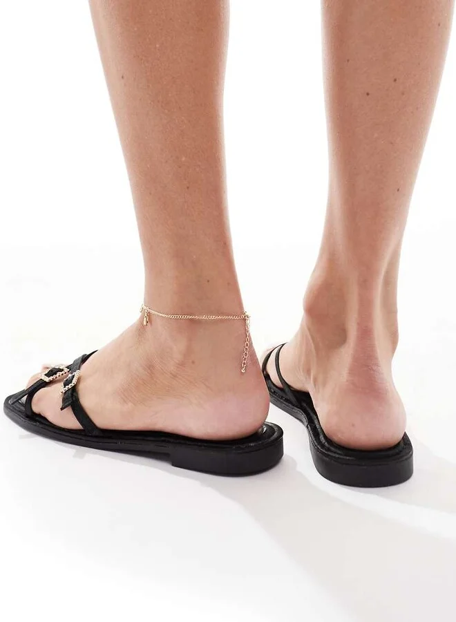 RAID Lanah strap buckle flat sandals in black - Image 3