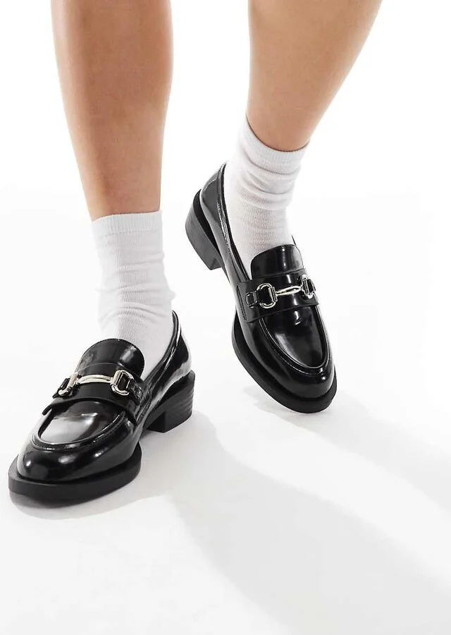 RAID Linette buckle detail loafers in black