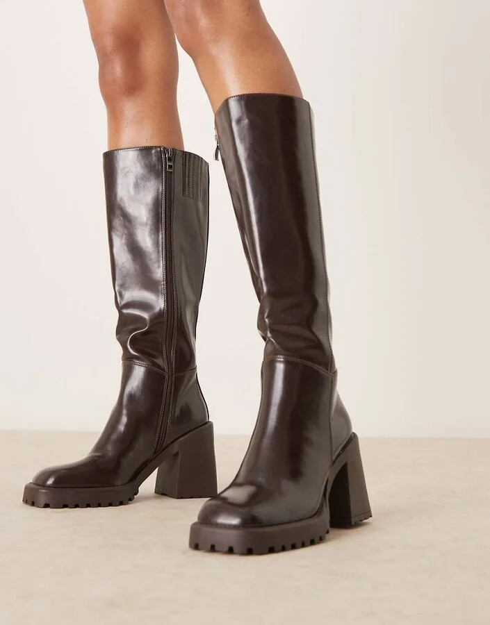 RAID Mayah knee boots in brown - Image 4