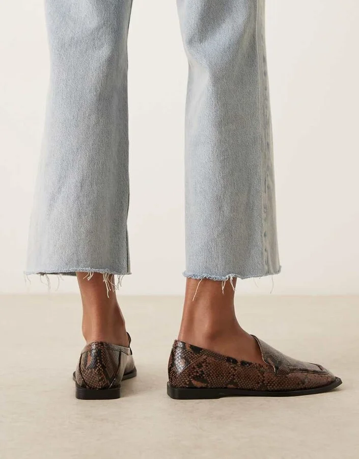 RAID Neely square toe loafers in brown snake - Image 4