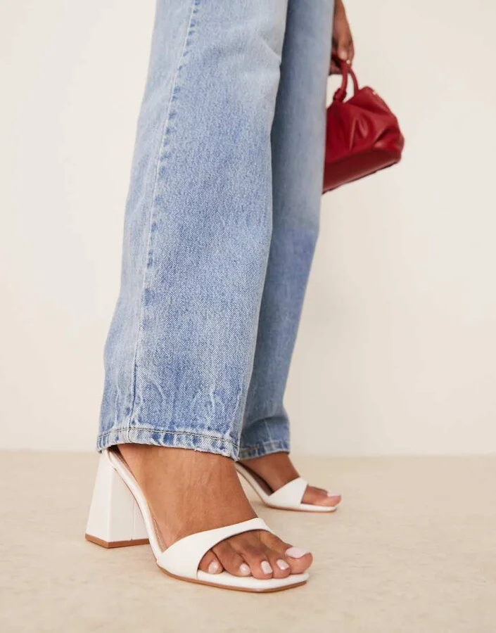 Raid Niya mid block heel sandals in white