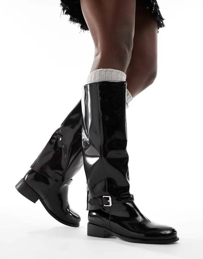 RAID Rosenna riding knee boots in black patent - Image 2