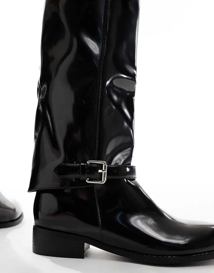 RAID Rosenna riding knee boots in black patent - Image 4