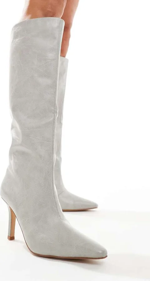 RAID Rumyna knee high boots in gray brushed - Image 2
