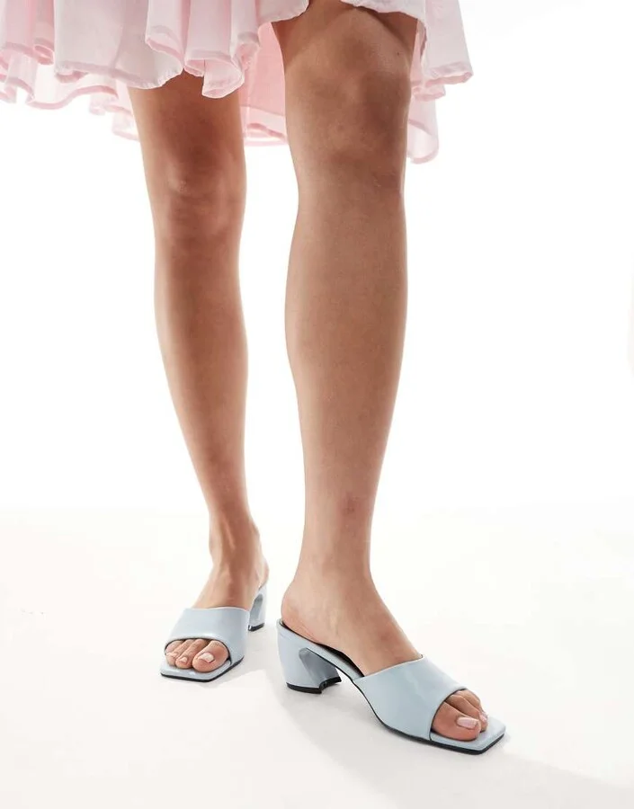 RAID Saanvi block heeled mules in baby blue - Image 2
