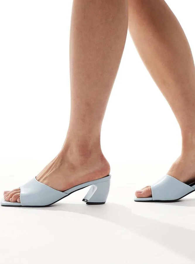 RAID Saanvi block heeled mules in baby blue - Image 4