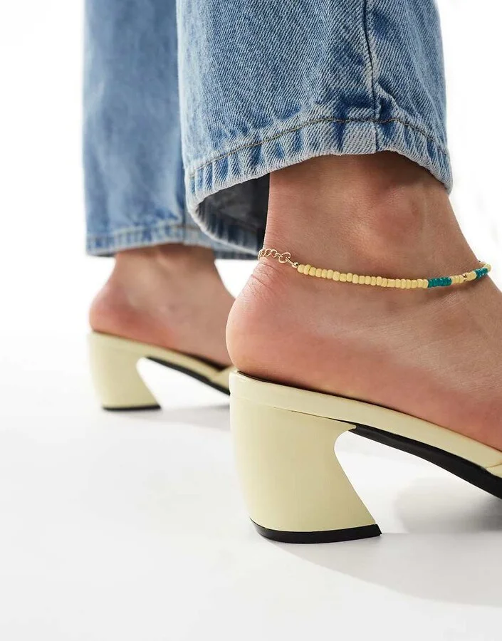 RAID Saanvi block heeled mules in butter yellow - Image 2