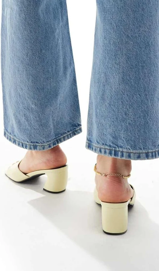 RAID Saanvi block heeled mules in butter yellow - Image 4