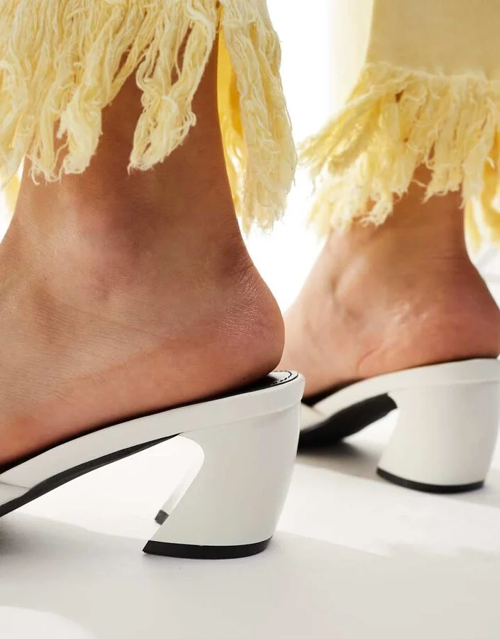 RAID Saanvi block heeled mules in white - Image 2