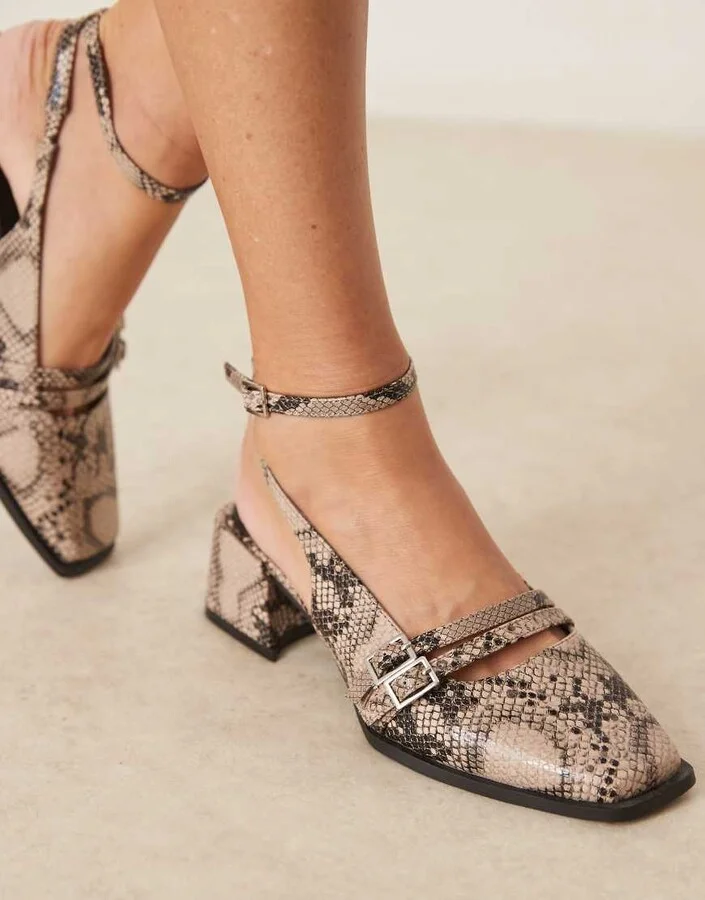 RAID Stacia sling back heeled mary janes in black - Image 2