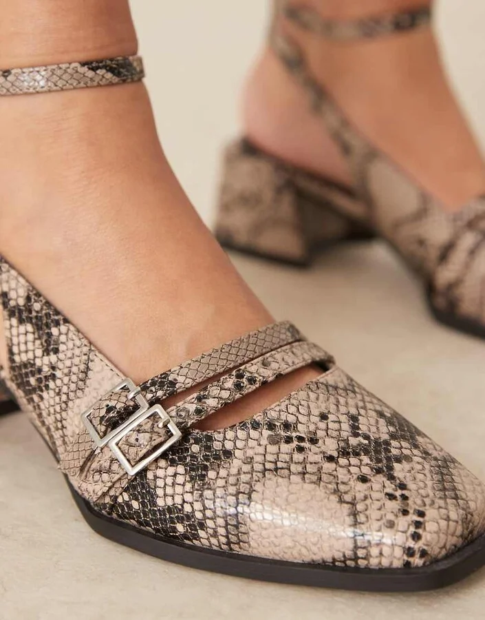 RAID Stacia sling back heeled mary janes in black - Image 4