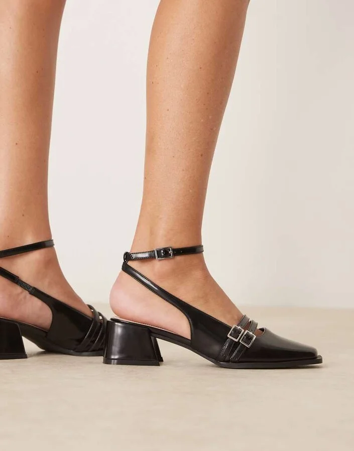 RAID Stacia sling back heeled mary janes in black - Image 2