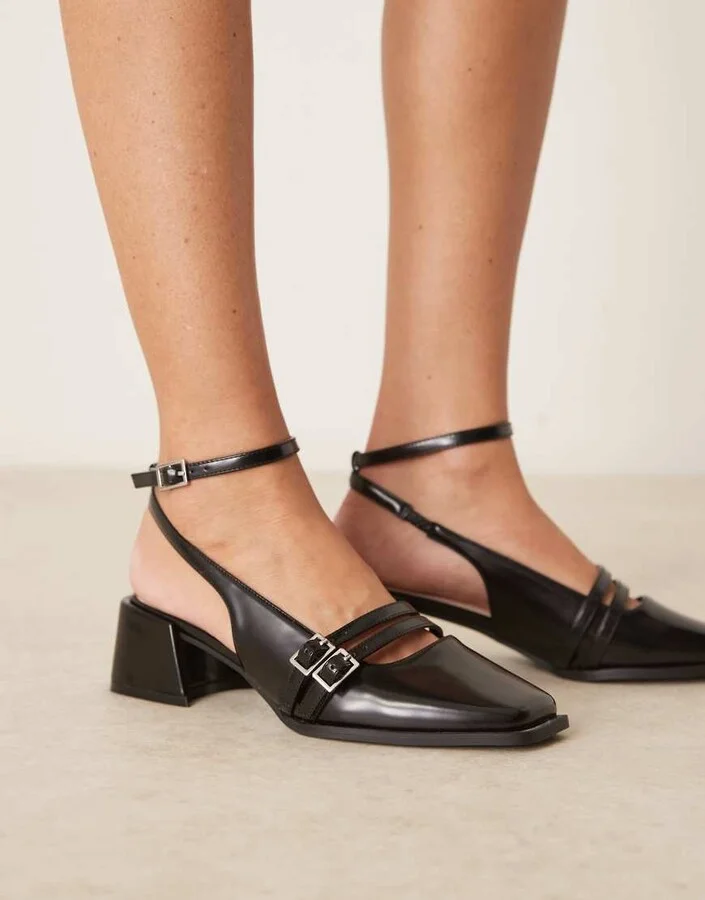 RAID Stacia sling back heeled mary janes in black
