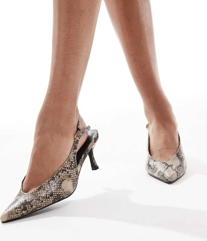 RAID Tristen slingback kitten heeled shoes in snake - Image 3