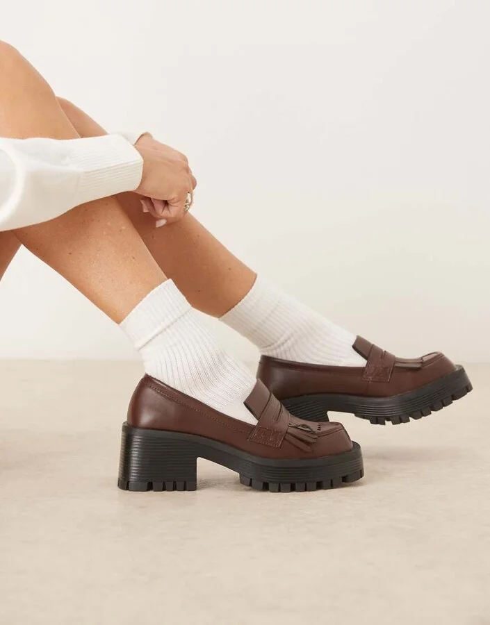 RAID Vamika chunky loafers in brown - Image 3